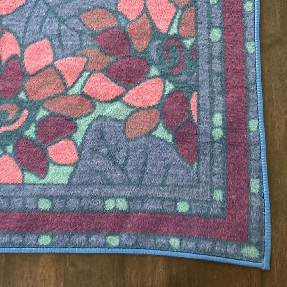 Vtg San Marcos BLANKET Stained Glass Floral Multicolor Throw 74x52